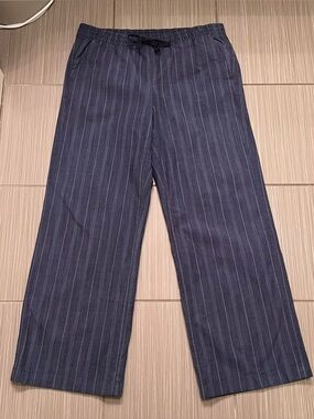 LL Bean Favorite Fit Pants cotton striped navy